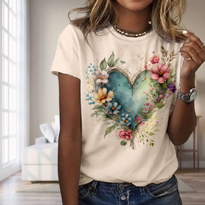 Vintage-T-Shirt Mit Blumendruck