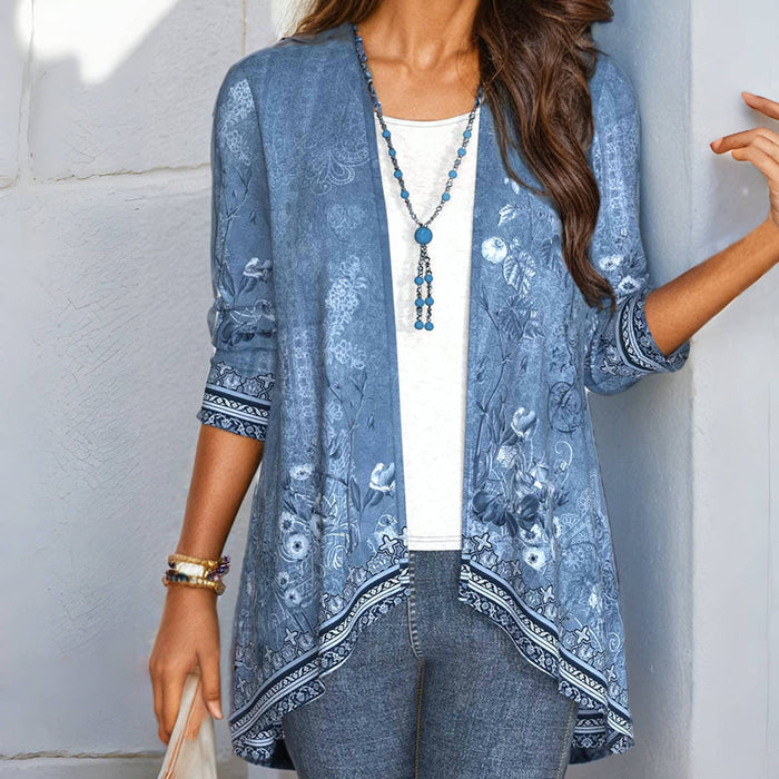 Vintage Strickjacke Mit Blumenprint