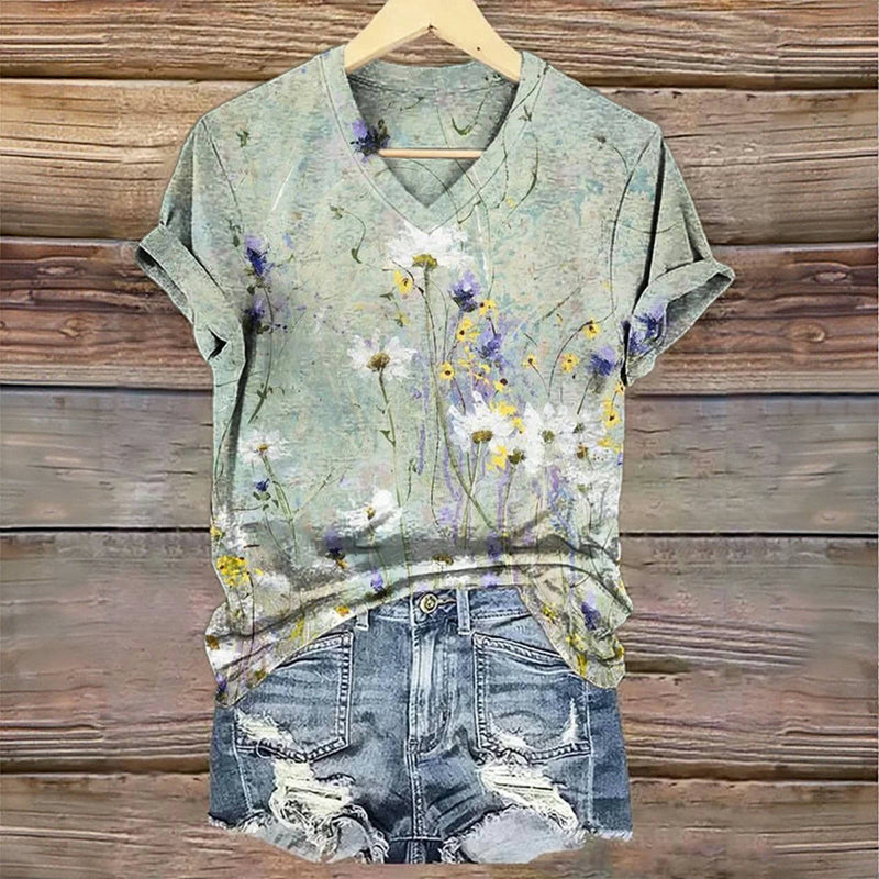 Vintage T-Shirt Mit Blumendruck