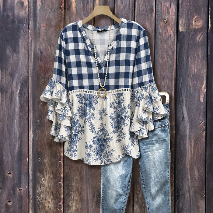 Vintage-Bluse Mit Blumenmuster
