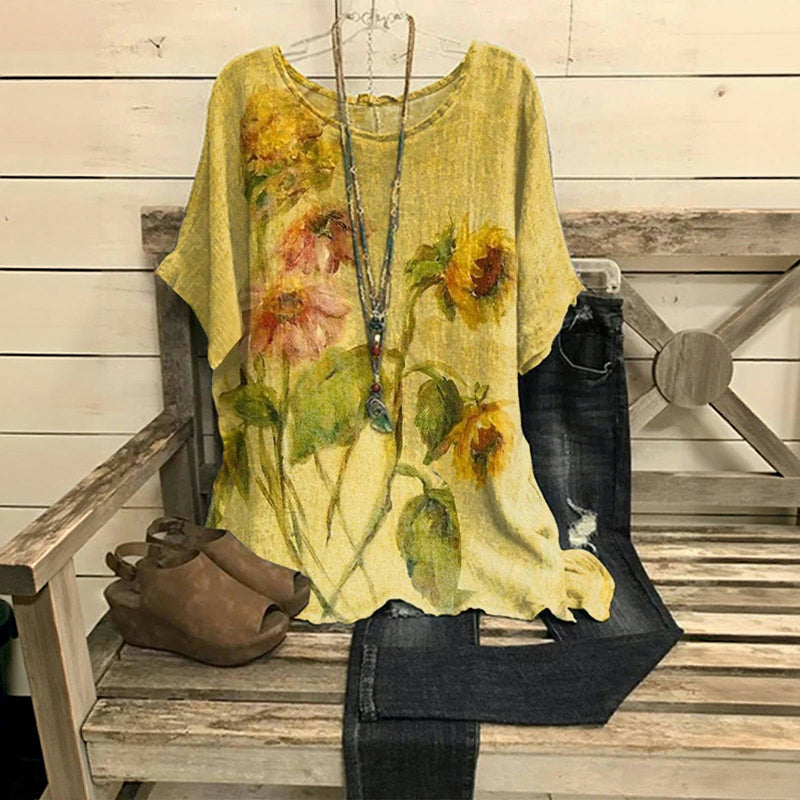 Vintage Bluse Mit Blumendruck