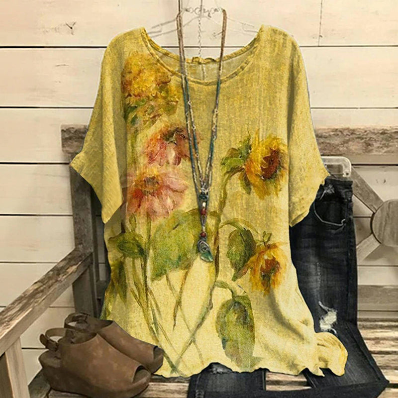 Vintage Bluse Mit Blumendruck