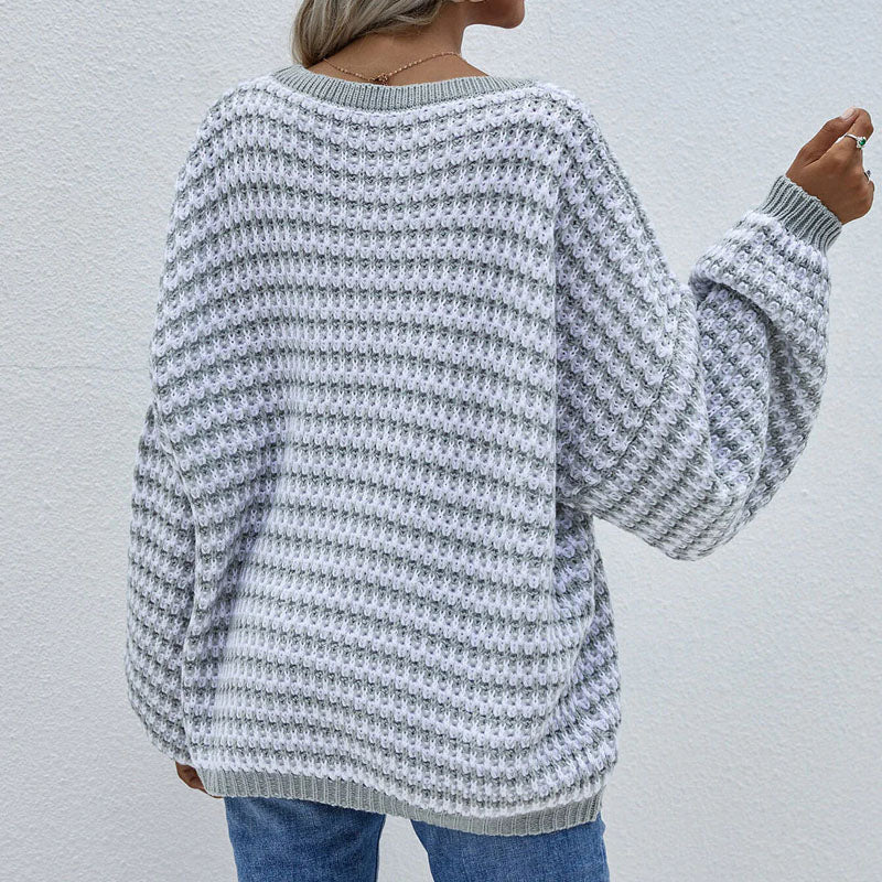 Lässiger Gestreifter Strickpullover