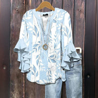 Lässiges Bluse Mit Blattdruck