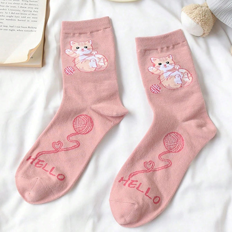 Socken Mit Cartoon-Katzen