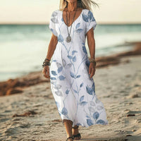 Lässiges Kleid Mit Blattdruck