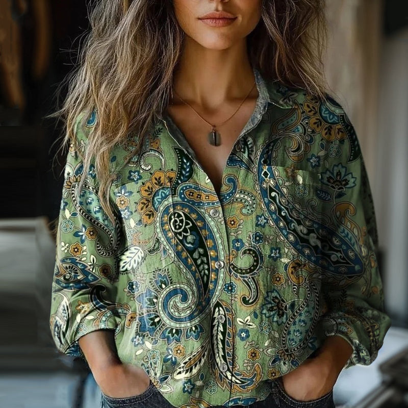 Vintage-Bluse Mit Ethno-Print
