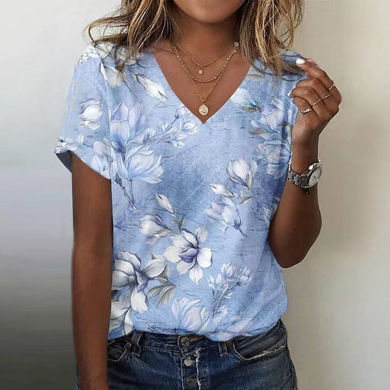 Lässiges T-Shirt Mit Blumendruck
