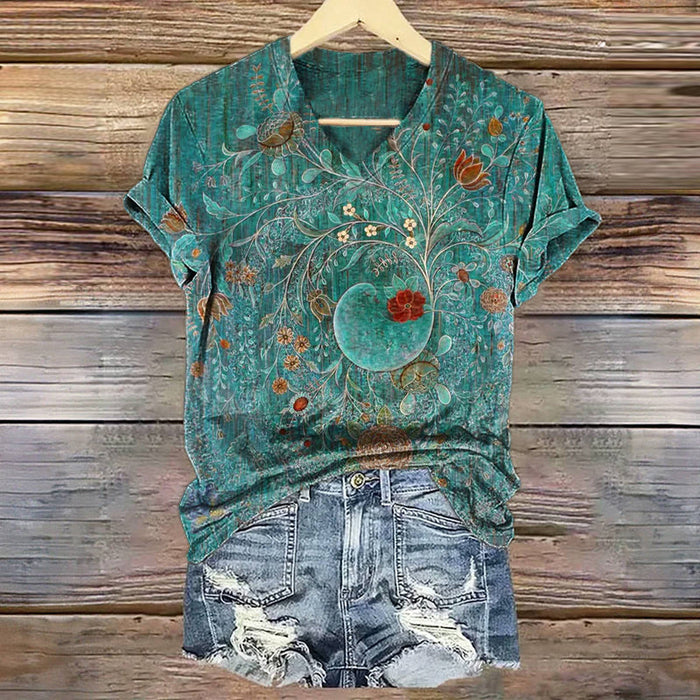 Vintage T-Shirt Mit Blumendruck