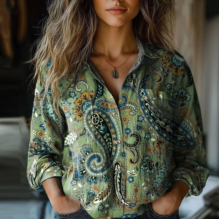 Vintage-Bluse Mit Ethno-Print
