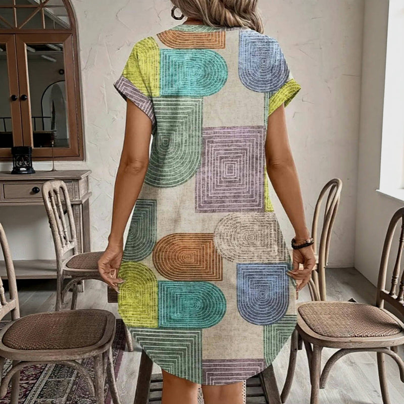 Vintage Kleid Mit Geometrischem Druck