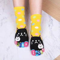 Cartoon-Katze-5-Finger-Socken