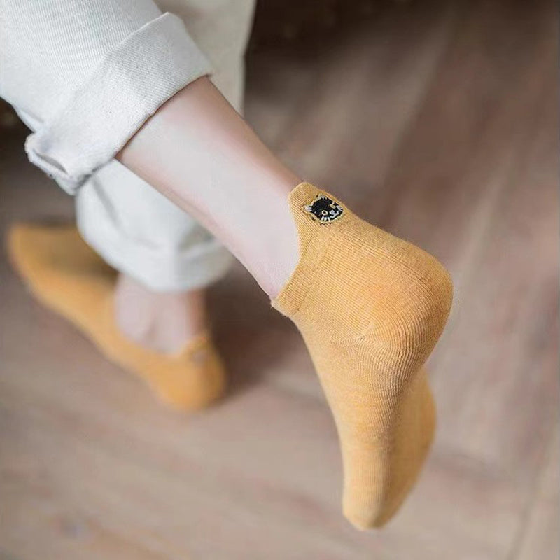 Lässige Socken Mit Katzenstickerei
