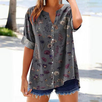 Vintage Bluse Mit Blumendruck