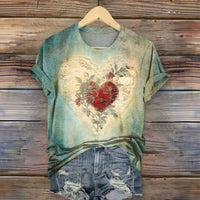 Vintage-T-Shirt Mit Herz-Print