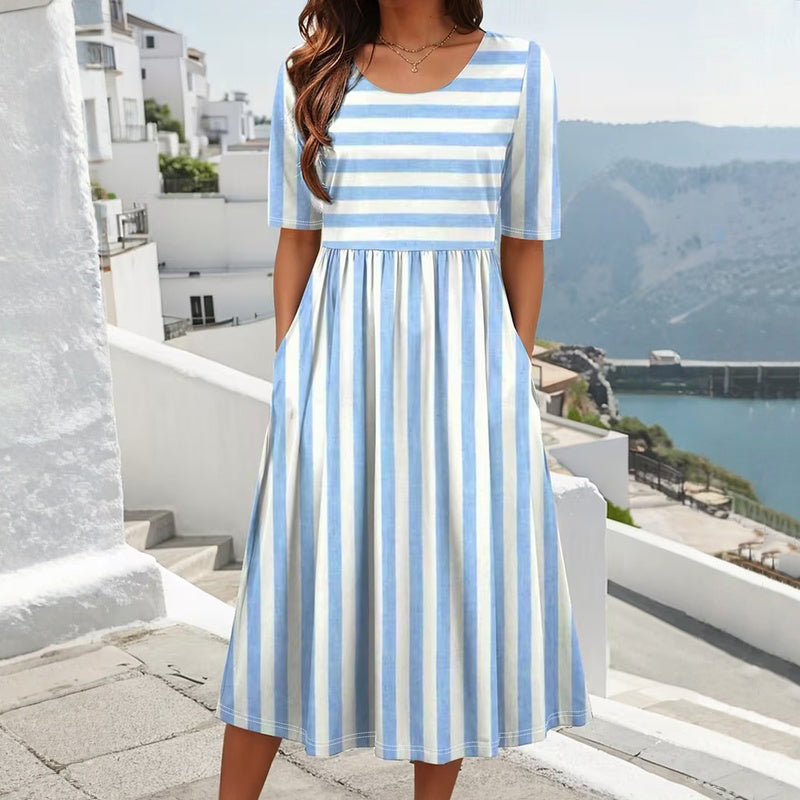 Lässiges Gestreiftes Kleid