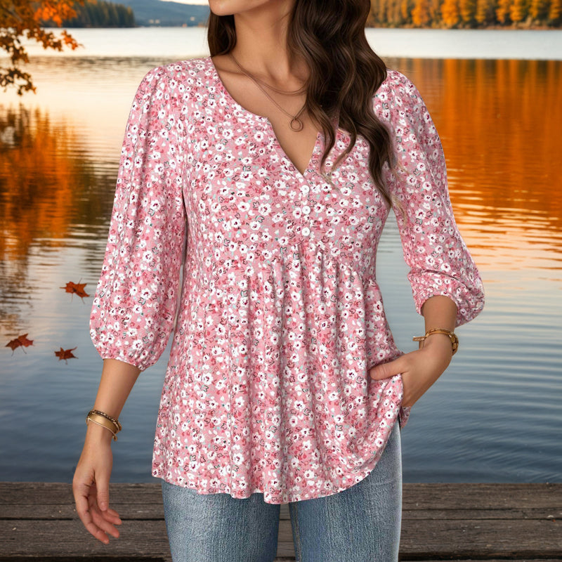 Vintage Bluse Mit Blumendruck