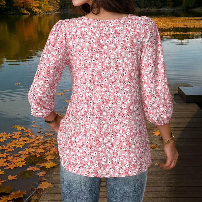 Vintage Bluse Mit Blumendruck