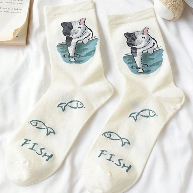 Socken Mit Cartoon-Katzen