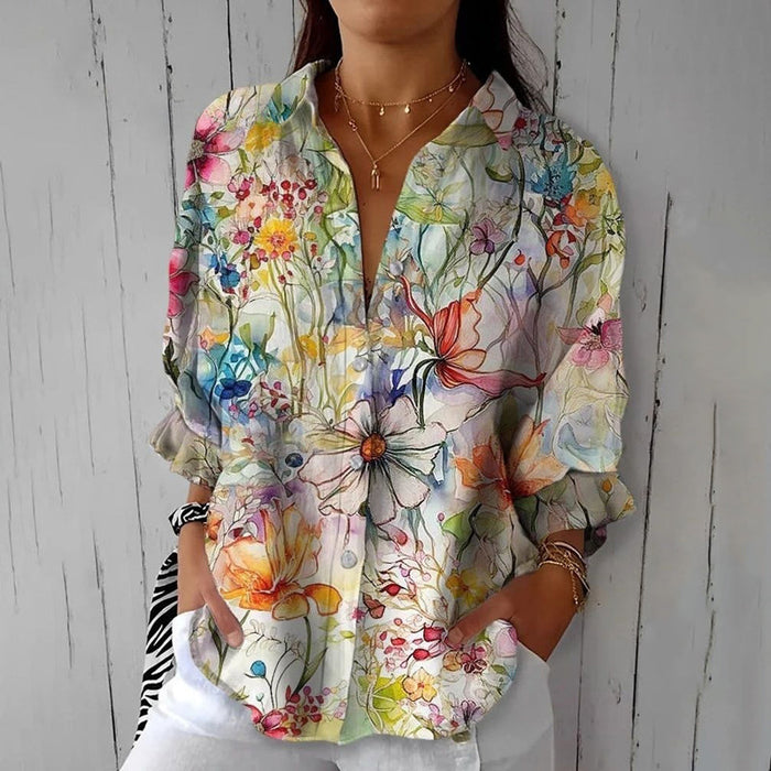 Vintage Bluse Mit Blumendruck