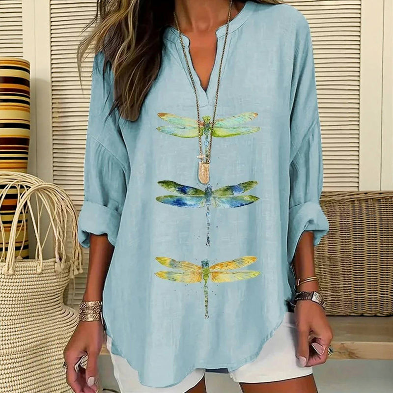 Lässige Bluse Mit Libellen-Print