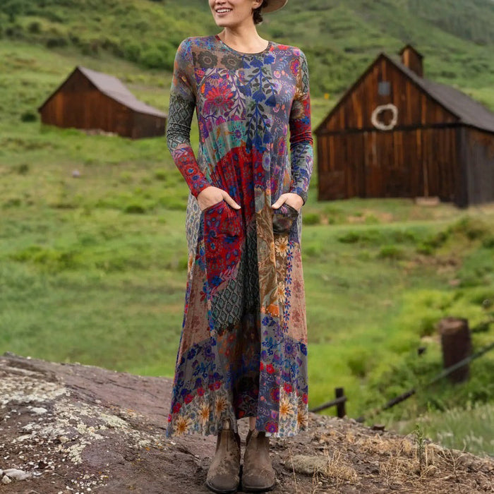 Vintage-Kleid Mit Blumendruck