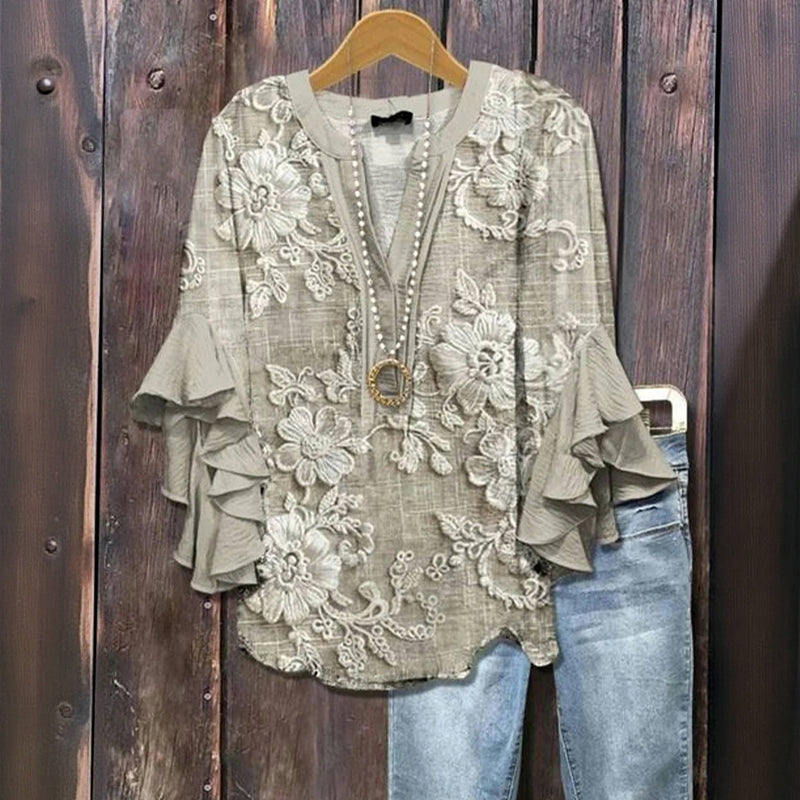 Vintage Bluse Mit Blumendruck