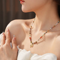 Bunte Perlenkette Im Boho-Stil