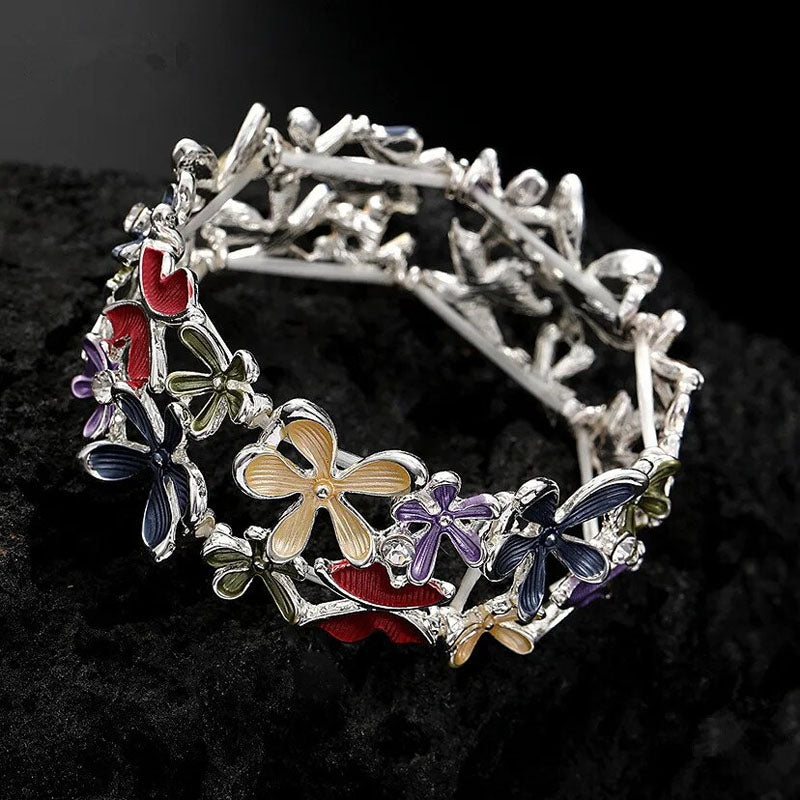 Buntes Schmetterlings-Blumen Armband