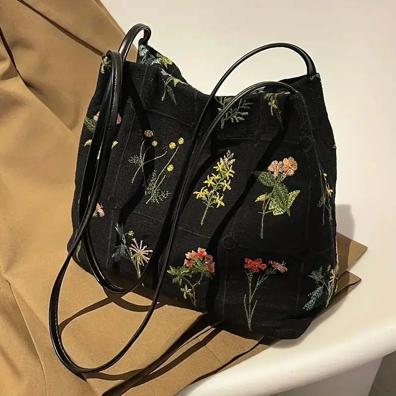 Vintage-Tasche Mit Blumenstickerei