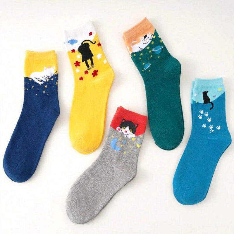 Socken Mit Cartoon-Katzen-Muster