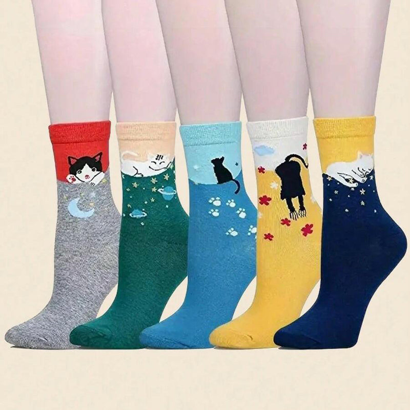 Socken Mit Cartoon-Katzen-Muster