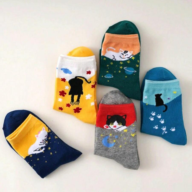 Socken Mit Cartoon-Katzen-Muster