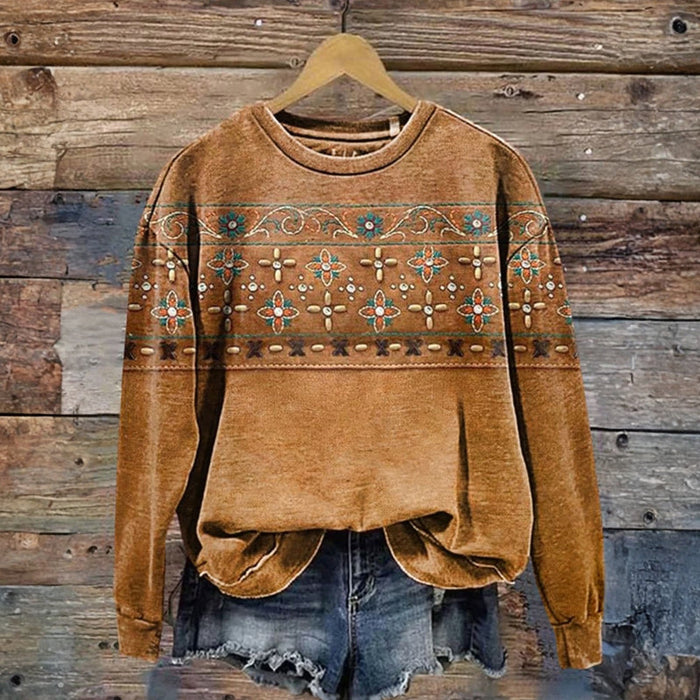 Vintage-Sweatshirt Mit Blumendruck