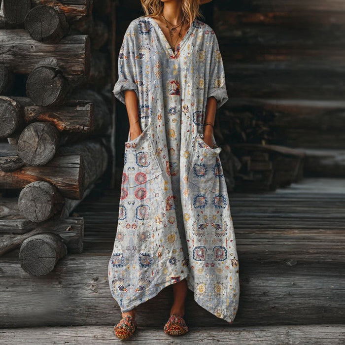 【Lange Ärmel】Lässiges Vintage-Kleid