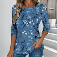 【Lange Ärmel】Vintage-T-Shirt Mit Blumendruck