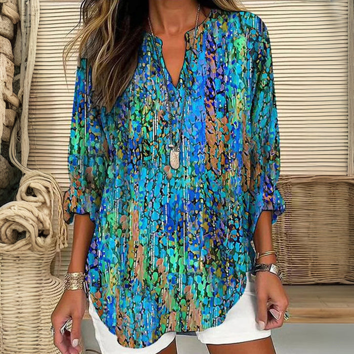 【Lange Ärmel】Bunte Vintage-Bluse