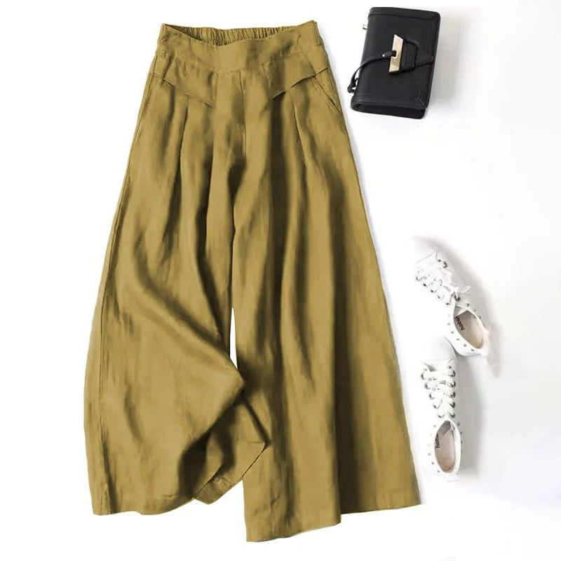 【Baumwolle Und Leinen】Lässige Hose Mit Weitem Bein