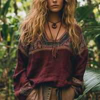 Vintage-Bluse Mit Ethno-Print