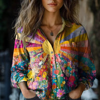 Vintage-Bluse Mit Blumendruck