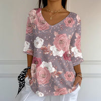 Vintage-Bluse Mit Blumendruck