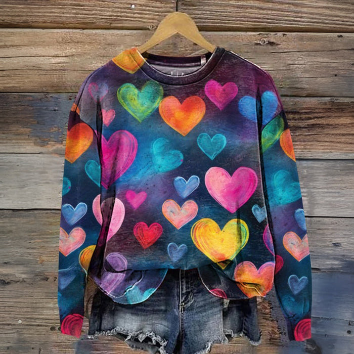 Vintage-Sweatshirt Mit Herz-Print