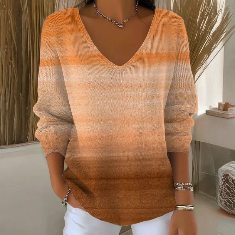 【Lange Ärmel】Lässiges T-Shirt Mit Farbverlauf
