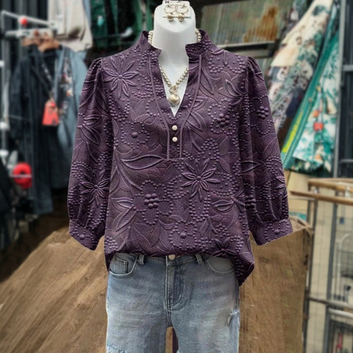 Vintage-Bluse Mit Blumendruck