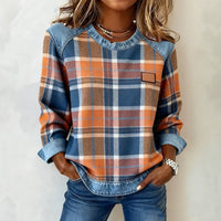Vintage-Bluse Im Patchwork-Stil Mit Karomuster