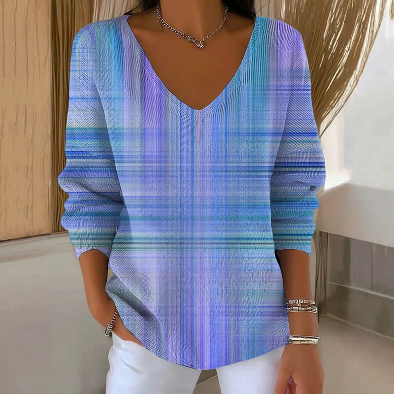 【Lange Ärmel】Lässiges T-Shirt Mit Farbverlauf