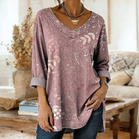 Vintage-Bluse Mit Blattmuster
