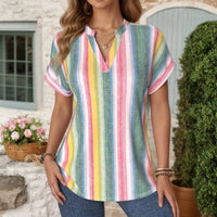 Vintage-Bluse Mit Bunten Streifen