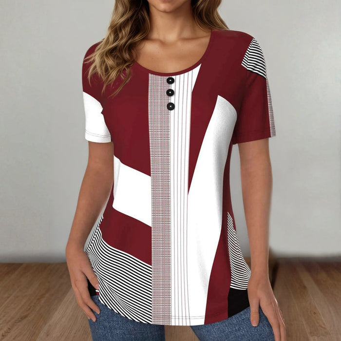 Gestreiftes T-Shirt Mit Farbblock