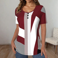 Gestreiftes T-Shirt Mit Farbblock